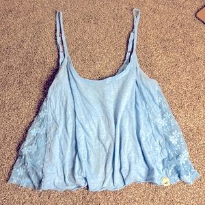Blue Lace Open Back Tank Top Hollister